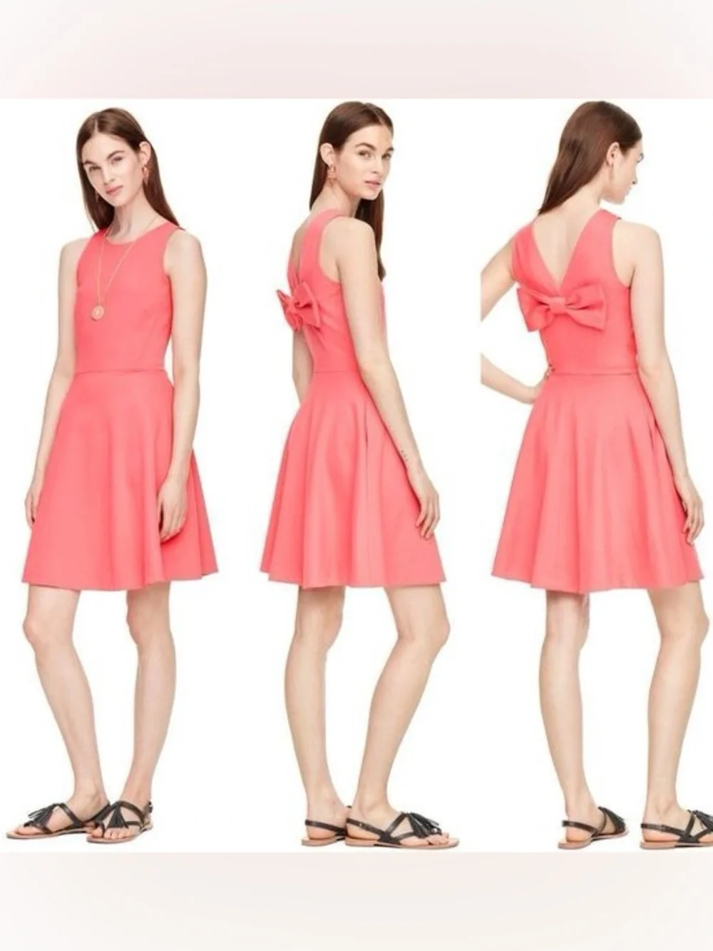 NWT Kate Spade Ponte Bow Dress Coral Pink Watermelon Sz 10